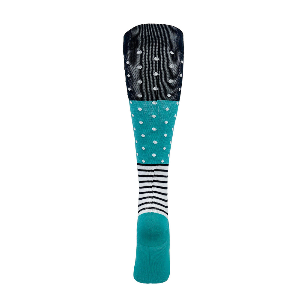 Teal Dots & Stripes Fashion Compression Sock - 92300