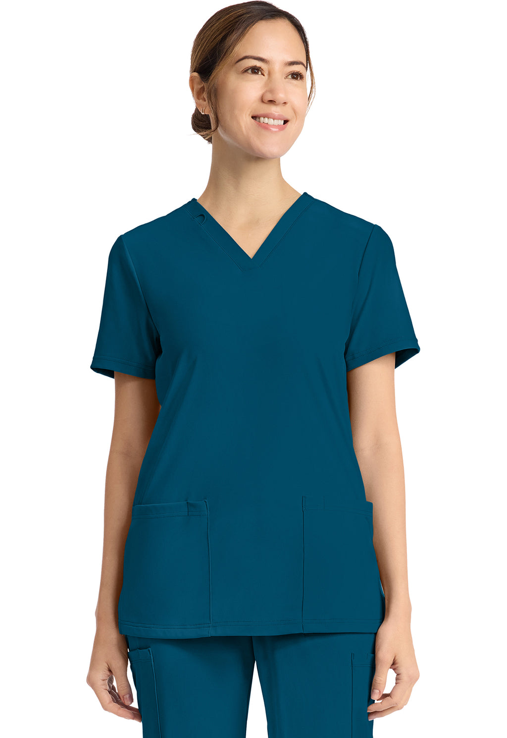 Women's 2-Pocket V-Neck Top in Black