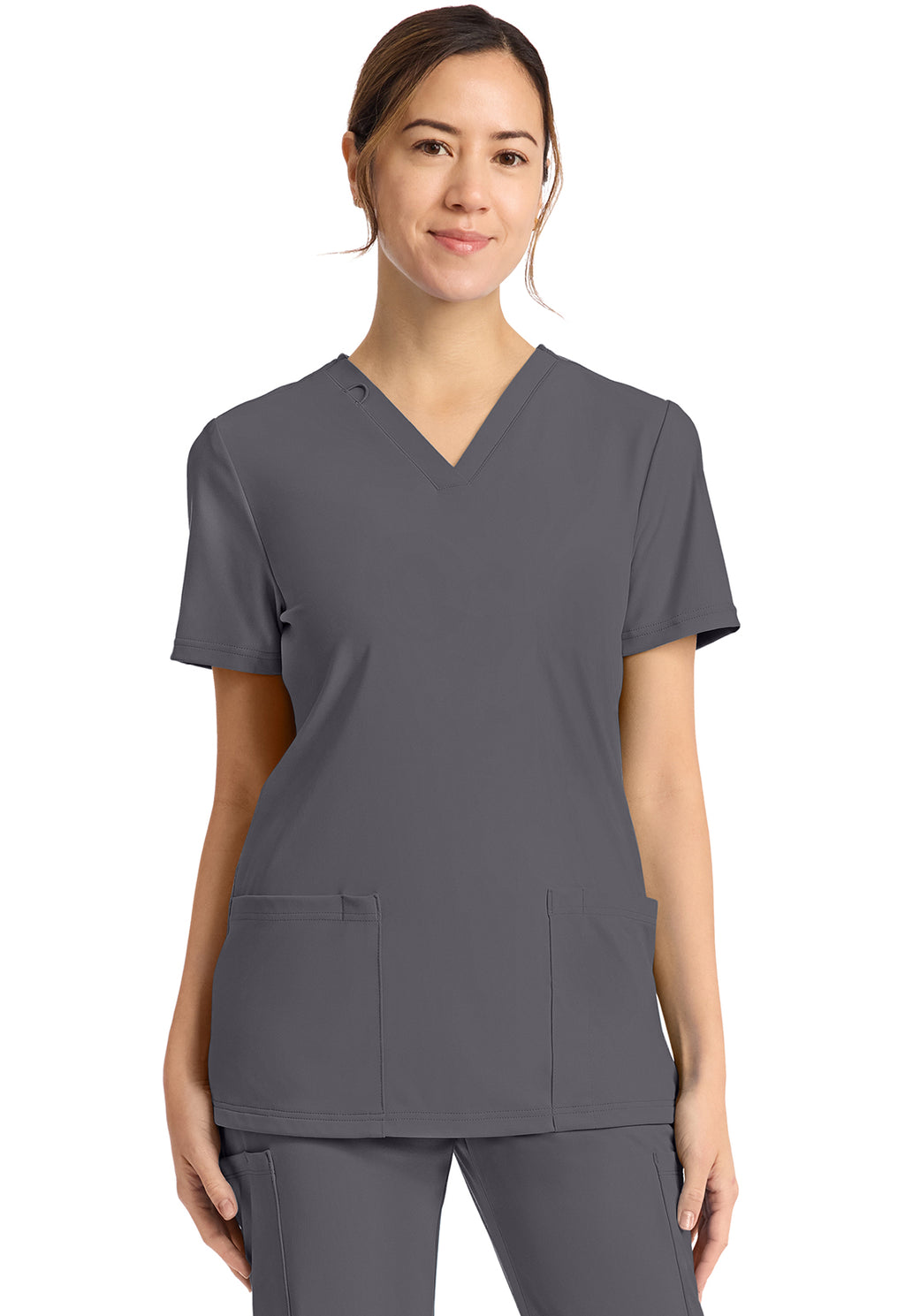 Women's 2-Pocket V-Neck Top in Black