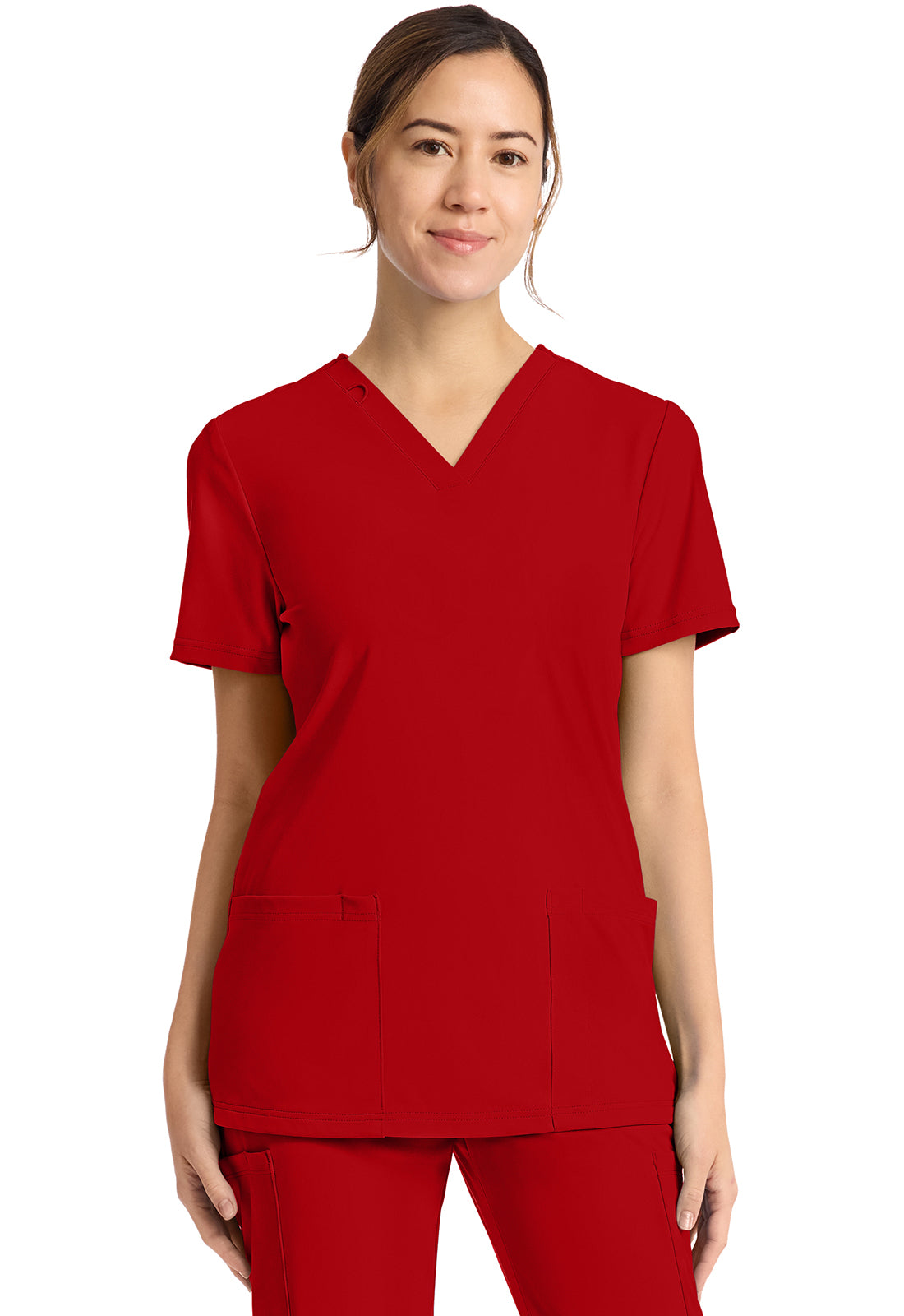 Women's 2-Pocket V-Neck Top in Black