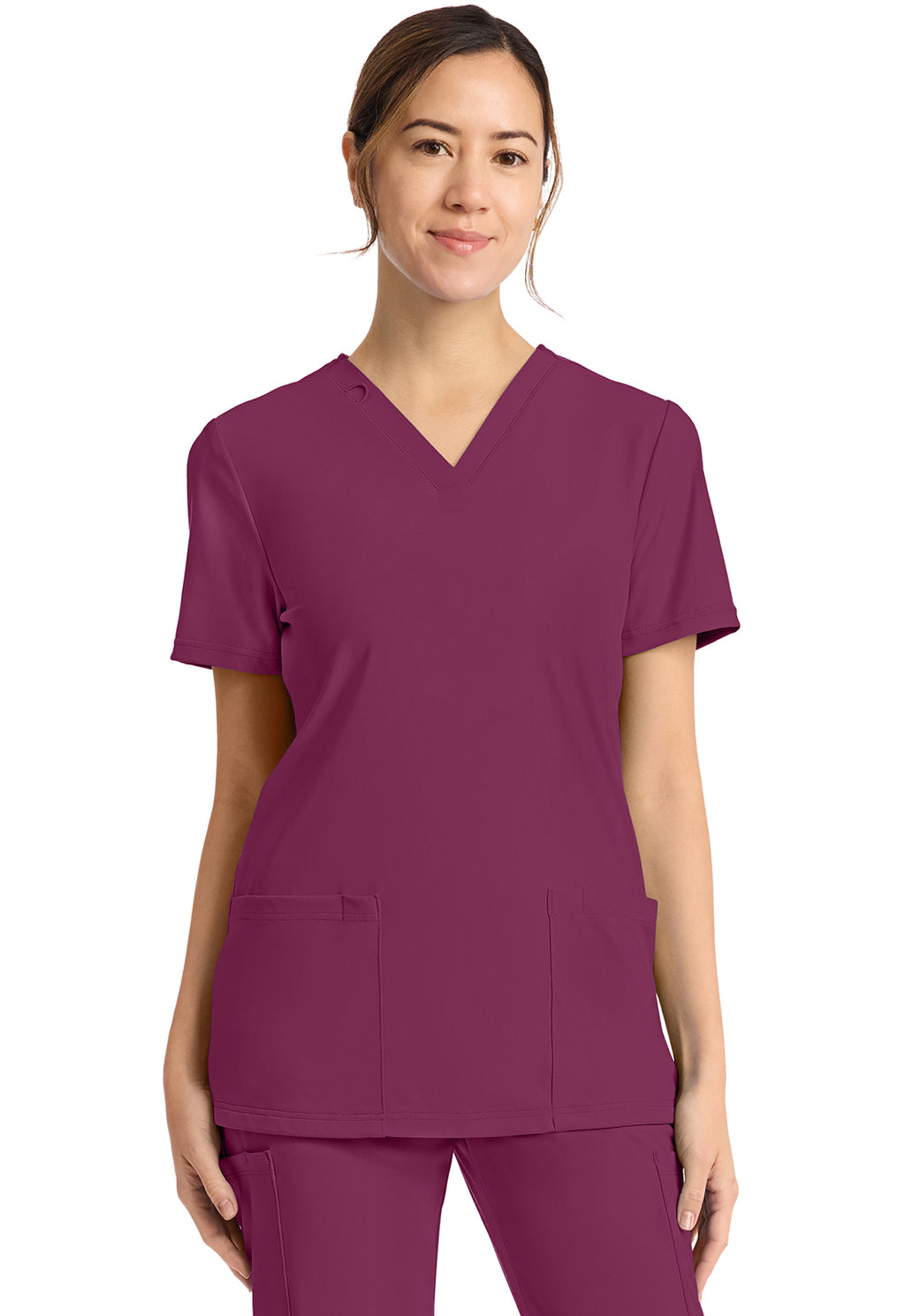 Women's 2-Pocket V-Neck Top in Black