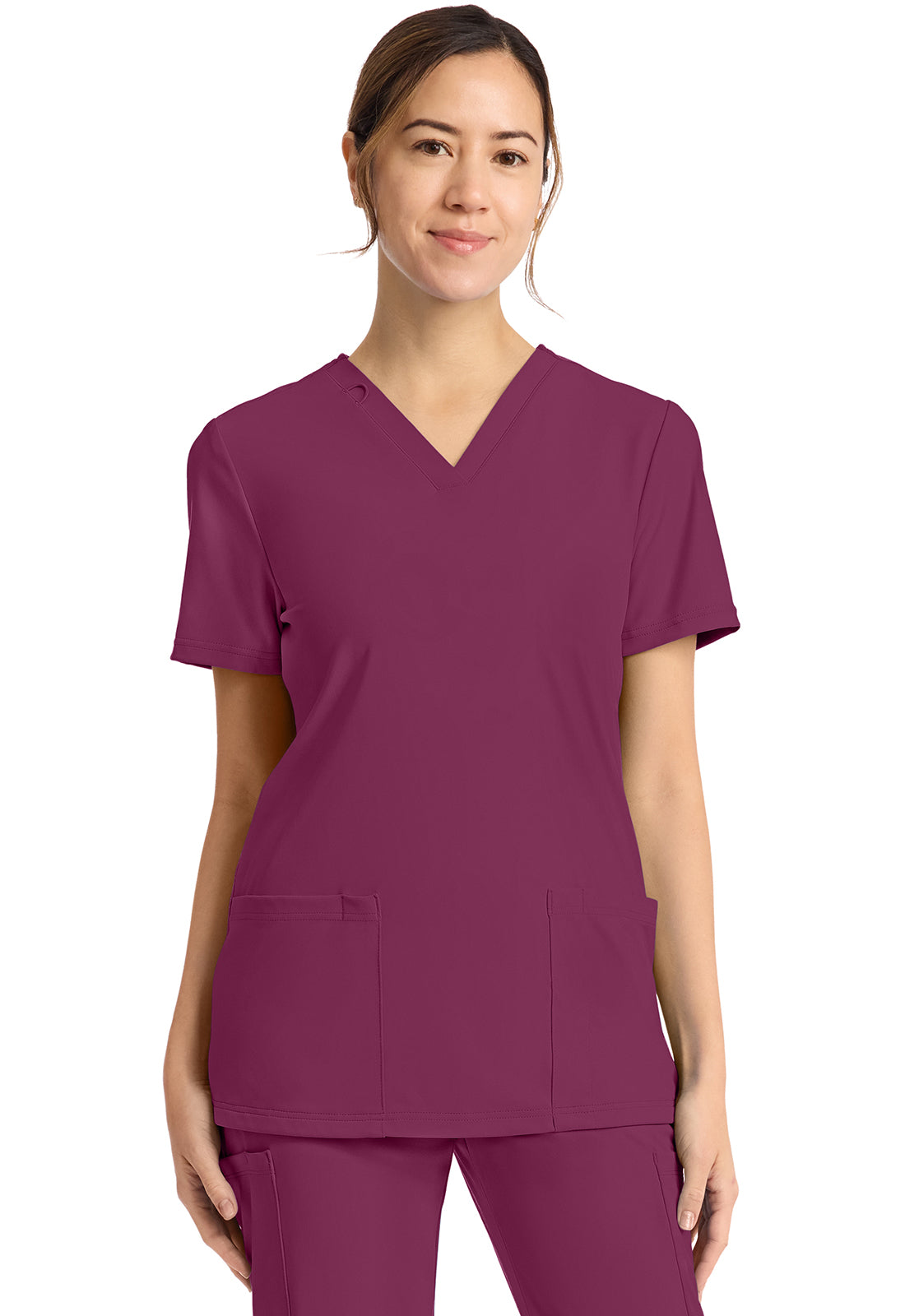 Women's 2-Pocket V-Neck Top in Black