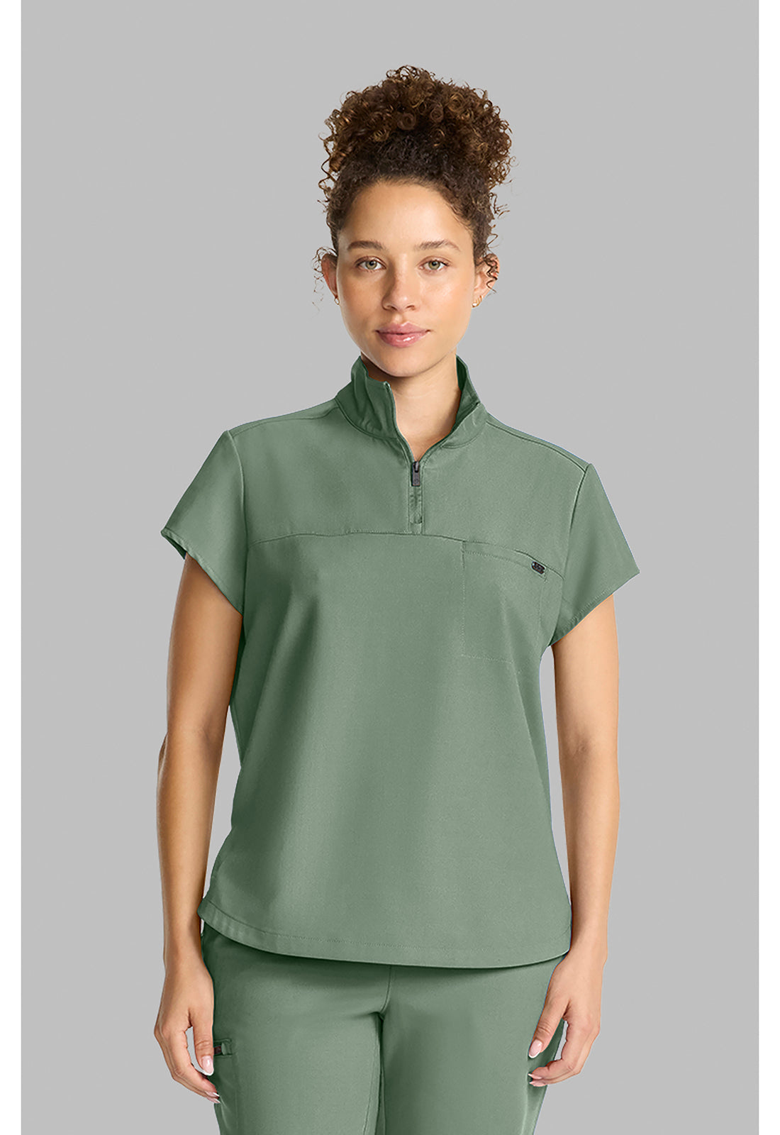 Women's Partial Zip Stand Collar Top Hh752