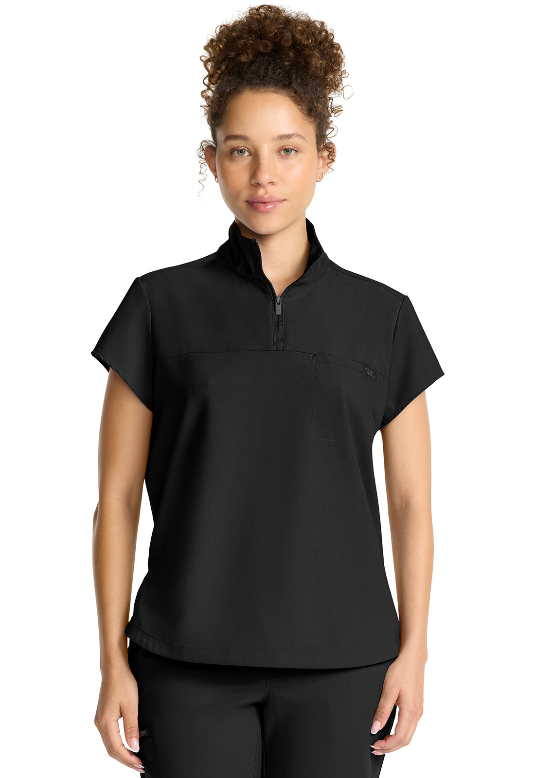 Women's Partial Zip Stand Collar Top Hh752