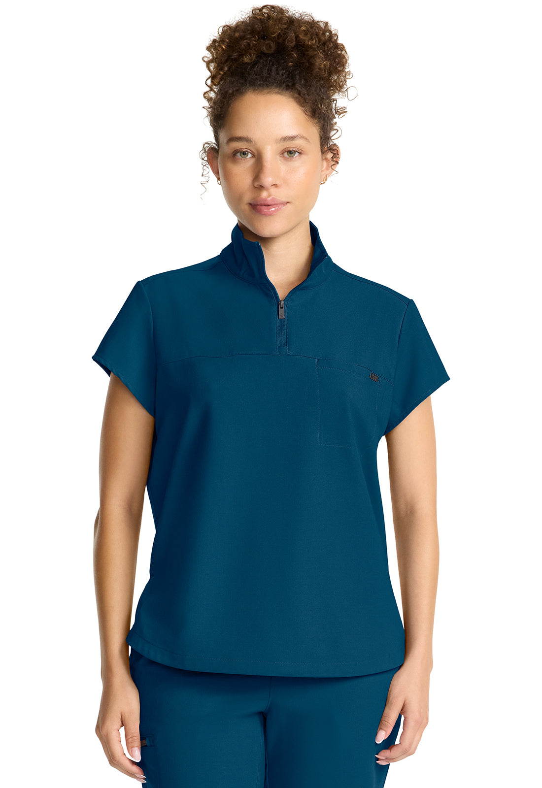Women's Partial Zip Stand Collar Top Hh752