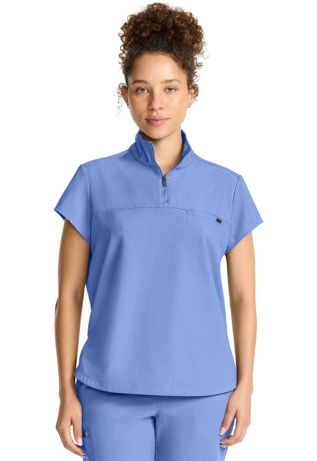 Women's Partial Zip Stand Collar Top Hh752