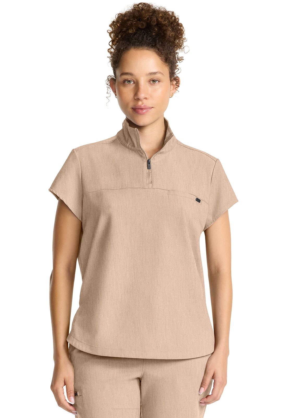Women's Partial Zip Stand Collar Top Hh752