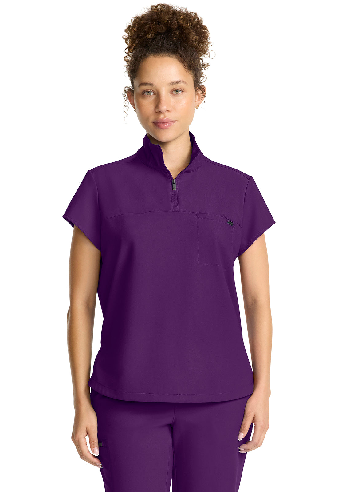 Women's Partial Zip Stand Collar Top Hh752
