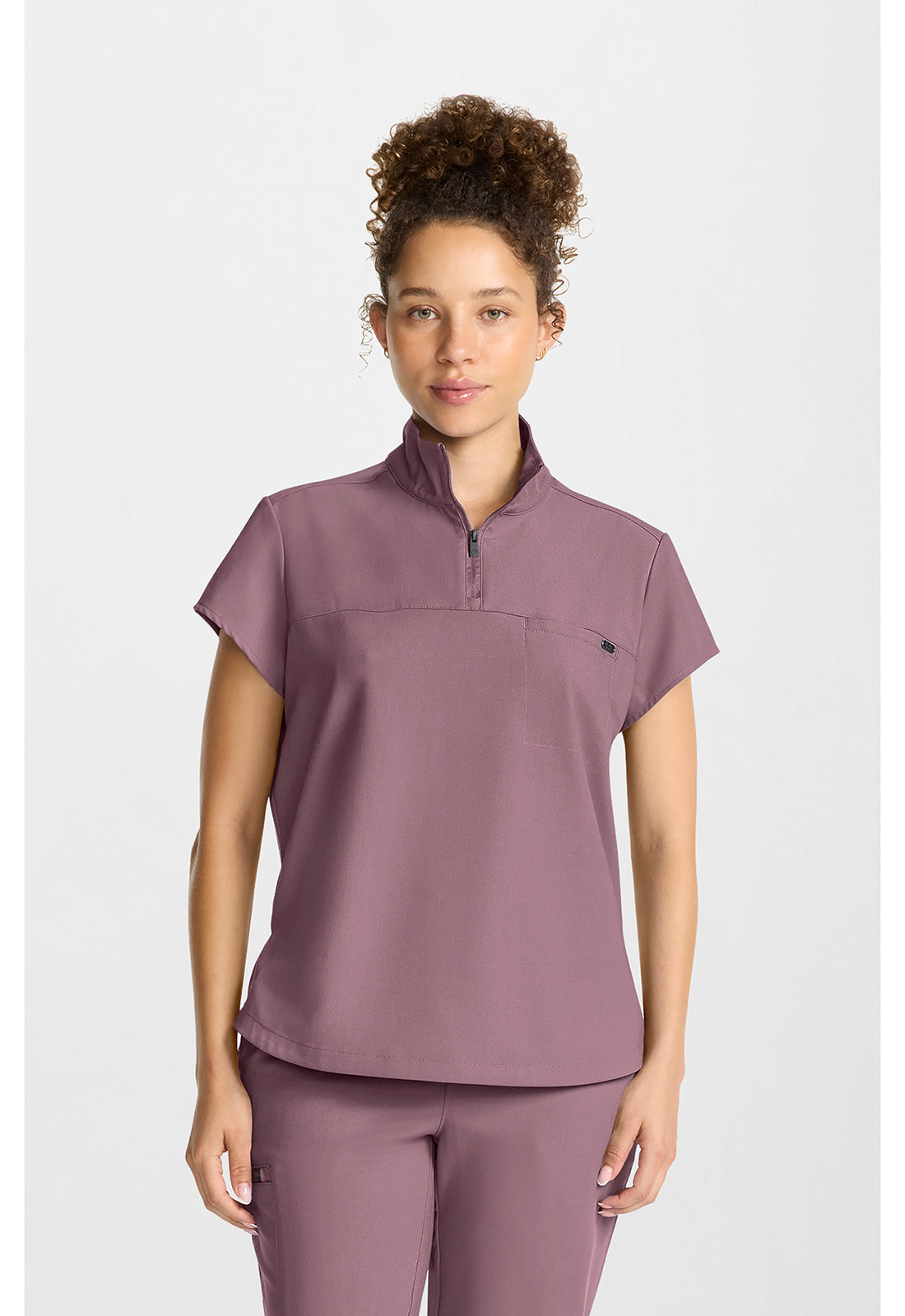 Women's Partial Zip Stand Collar Top Hh752