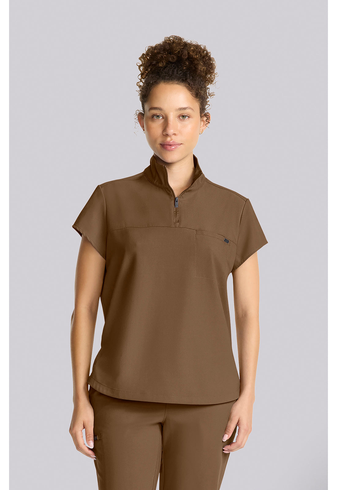 Women's Partial Zip Stand Collar Top Hh752