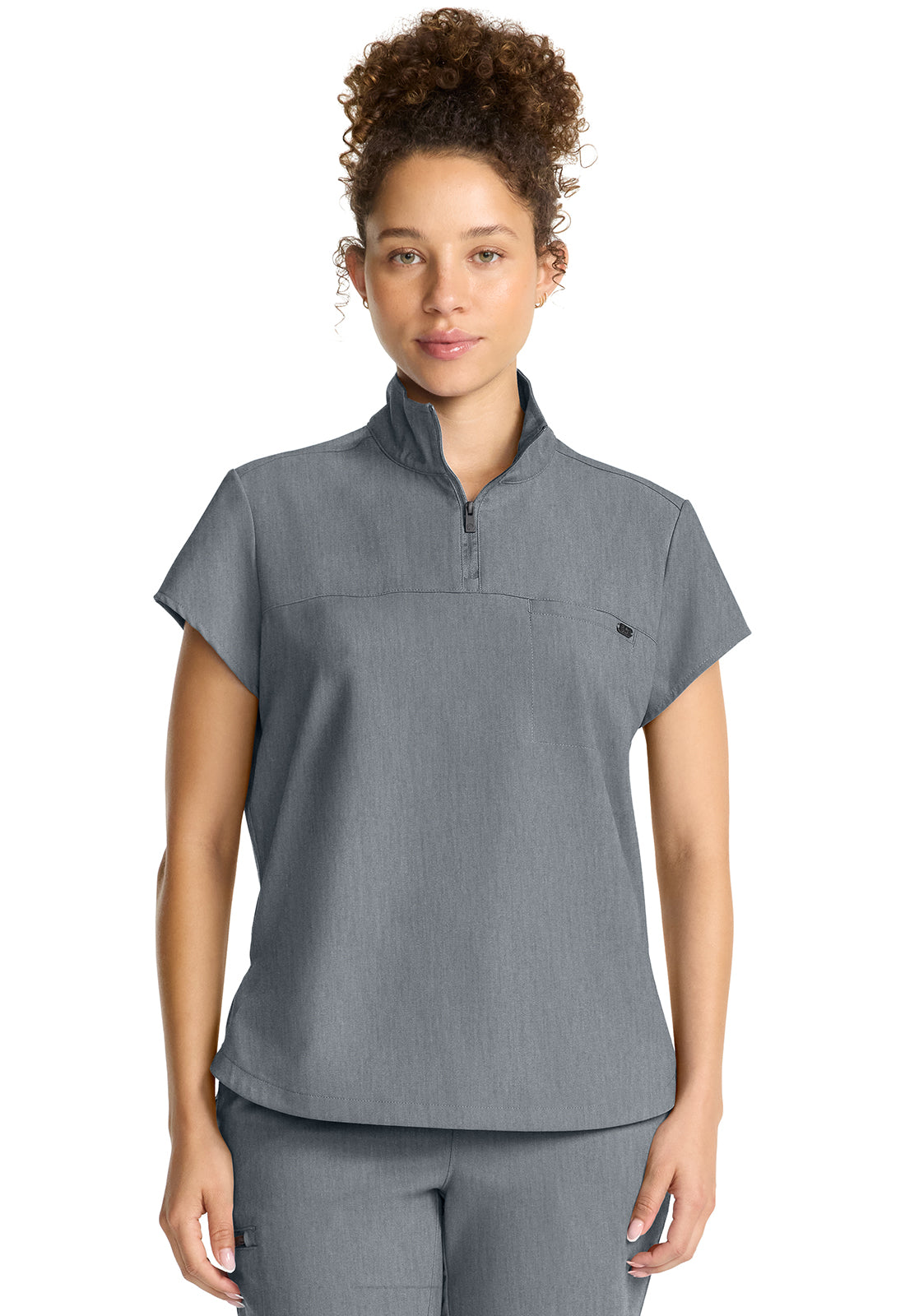 Women's Partial Zip Stand Collar Top Hh752