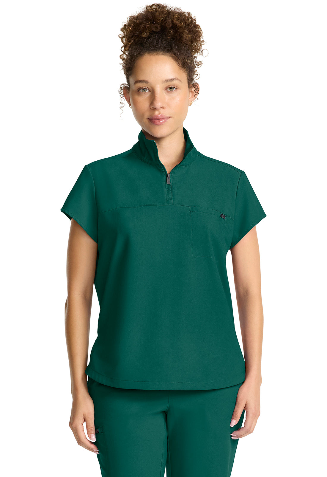 Women's Partial Zip Stand Collar Top Hh752