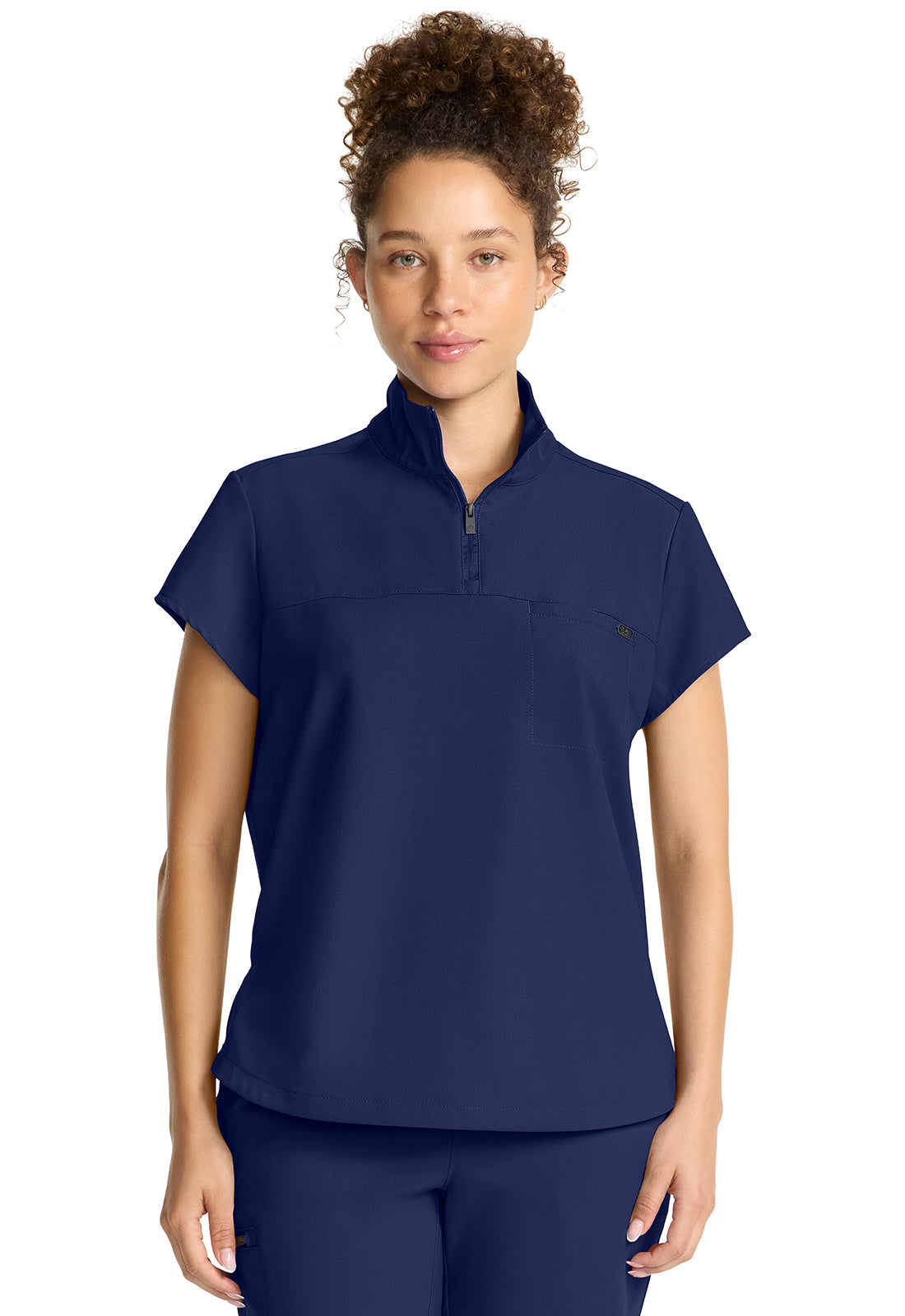 Women's Partial Zip Stand Collar Top Hh752