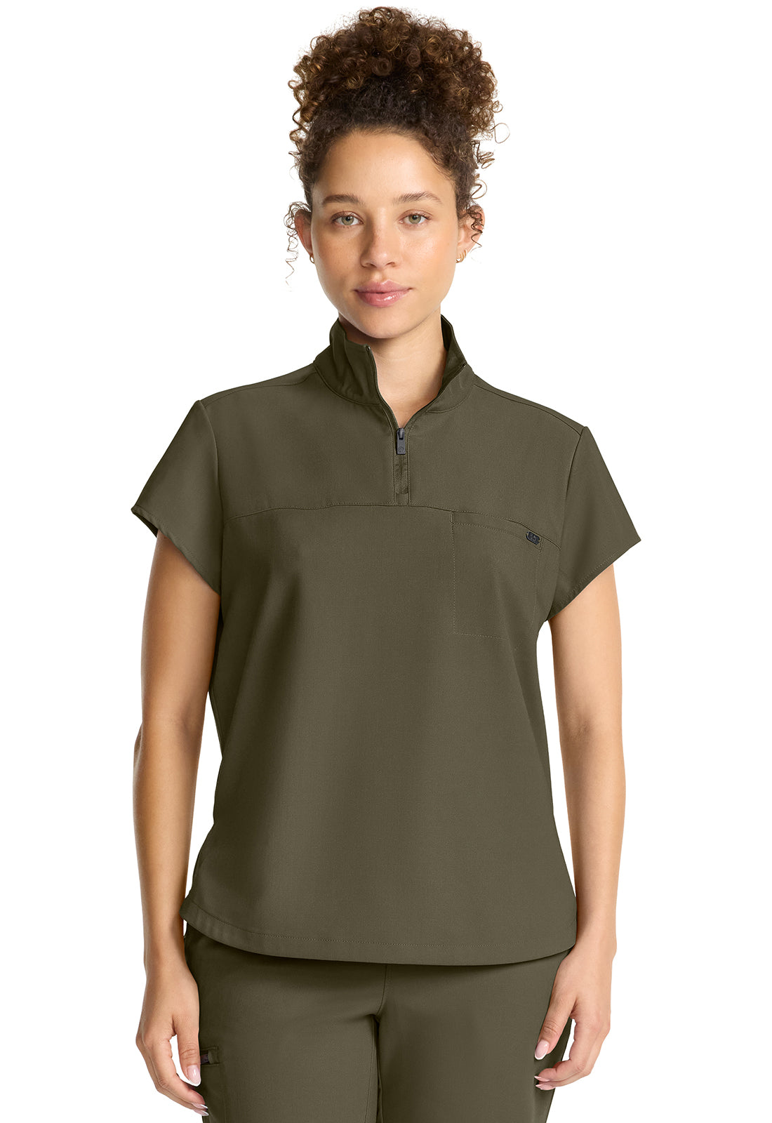 Women's Partial Zip Stand Collar Top Hh752