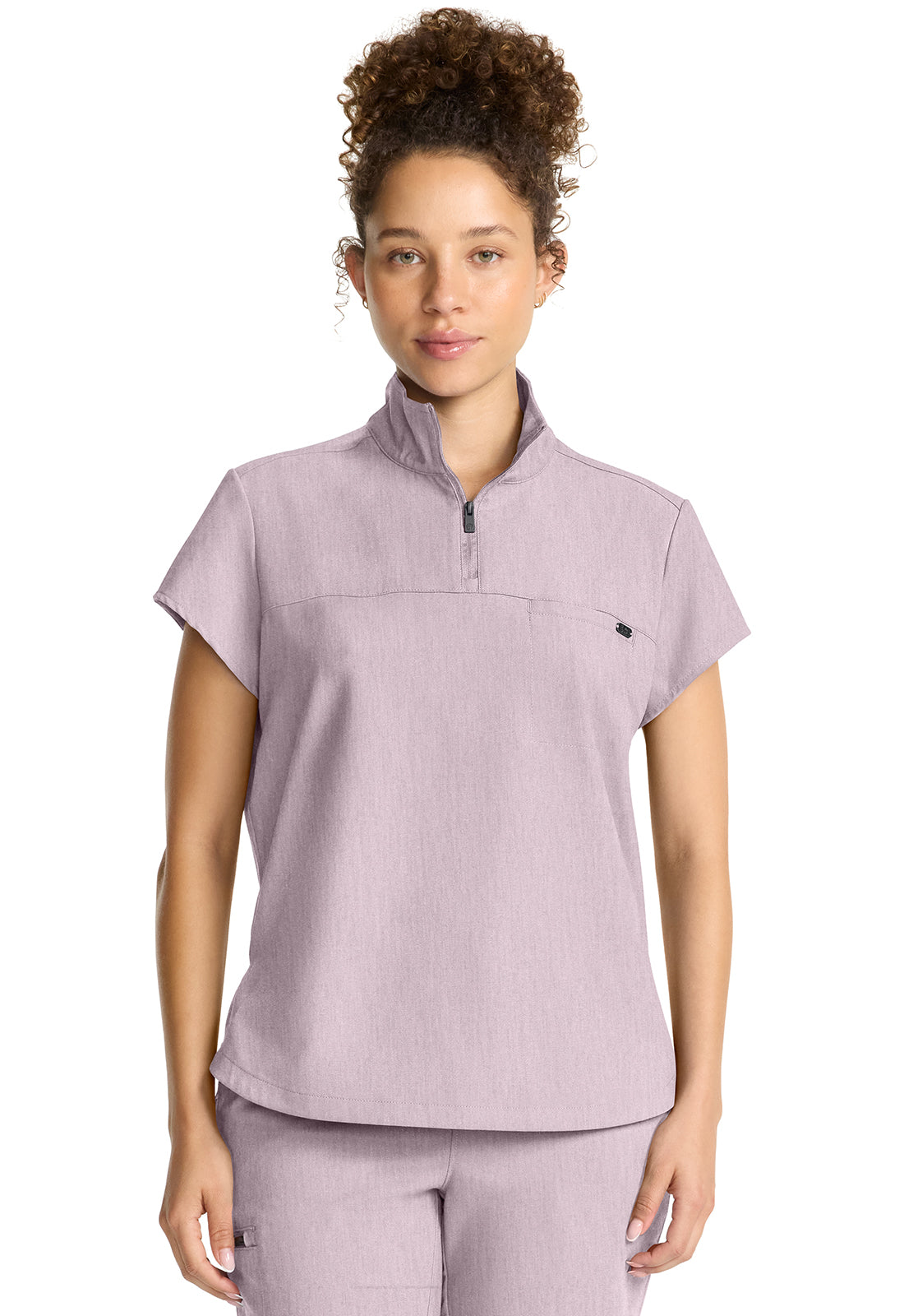 Women's Partial Zip Stand Collar Top Hh752