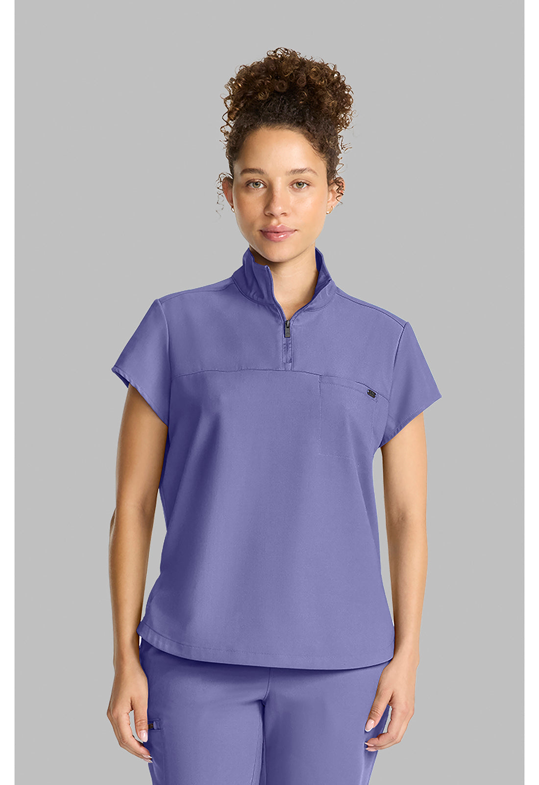 Women's Partial Zip Stand Collar Top Hh752