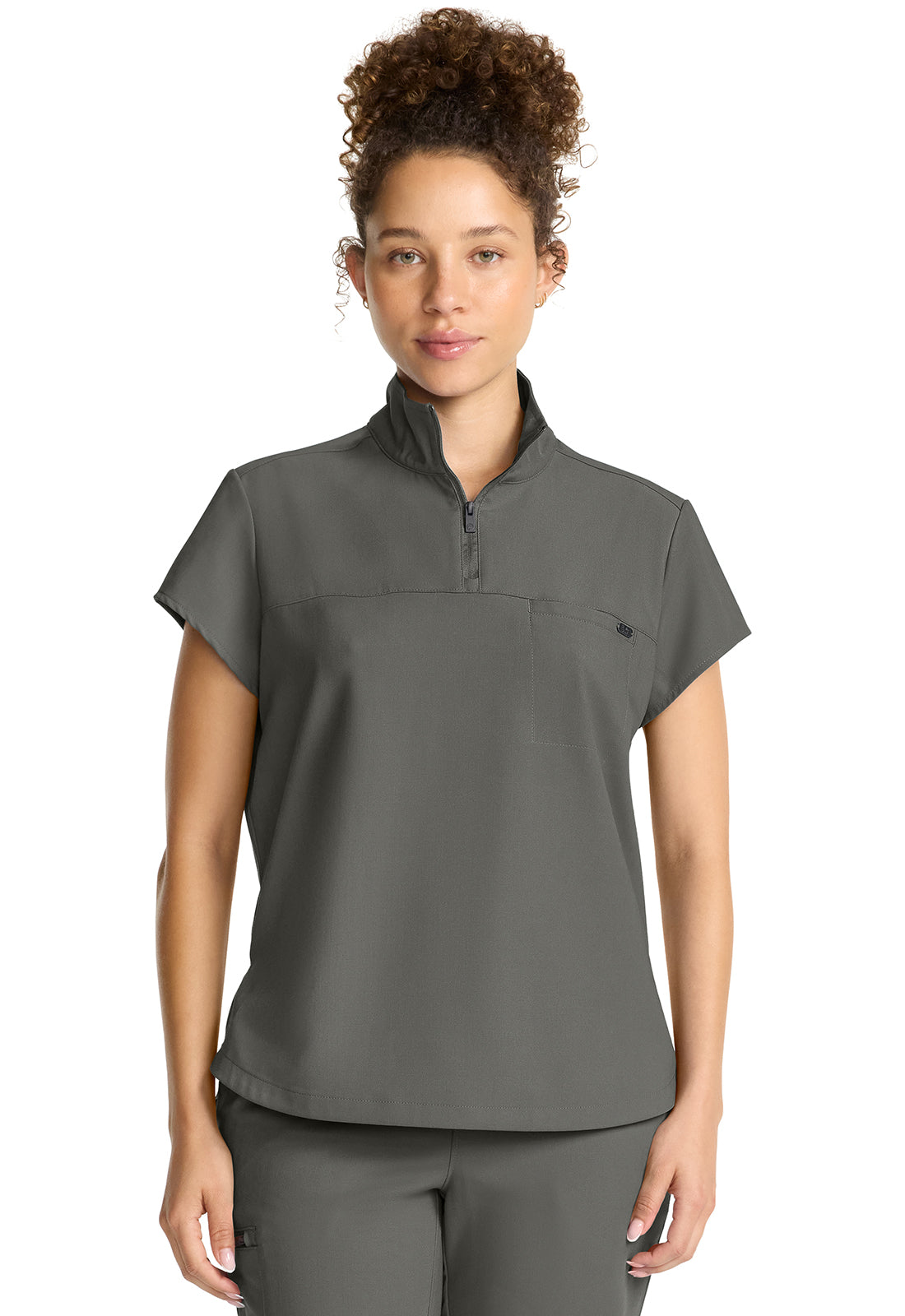 Women's Partial Zip Stand Collar Top Hh752
