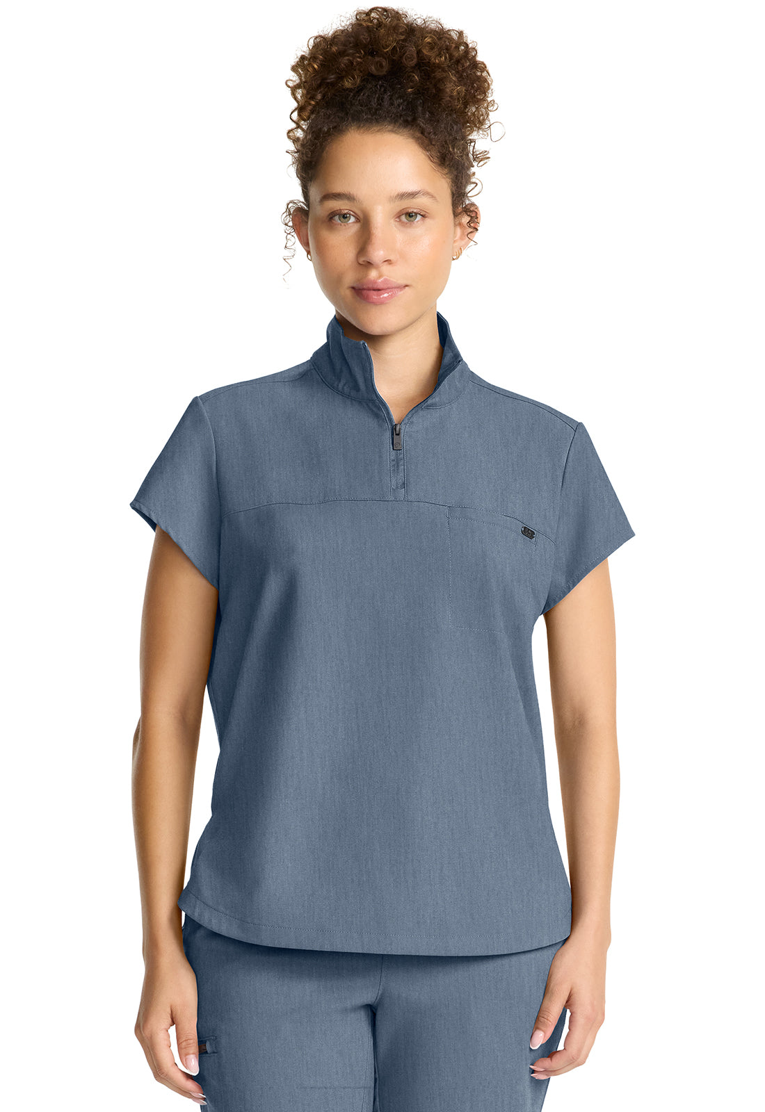 Women's Partial Zip Stand Collar Top Hh752