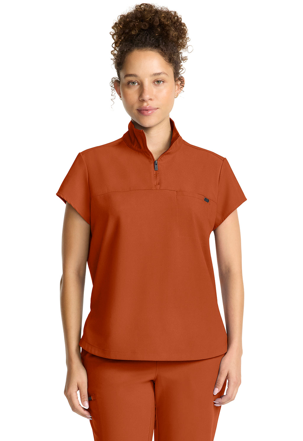 Women's Partial Zip Stand Collar Top Hh752