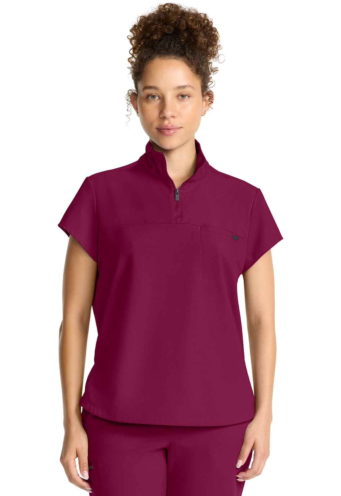 Women's Partial Zip Stand Collar Top Hh752