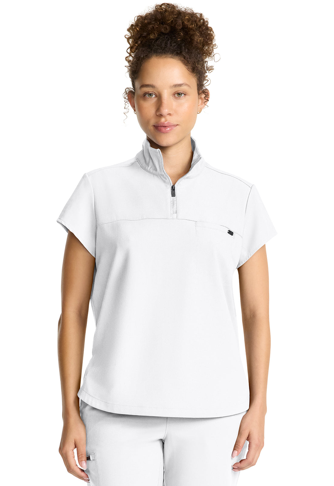 Women's Partial Zip Stand Collar Top Hh752