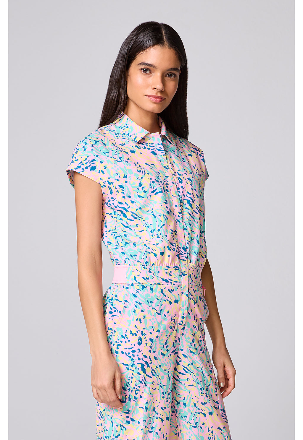 Printed Dolman Wide Leg Jumpsuit in TUTTI FRUITTI TIGER MC00019