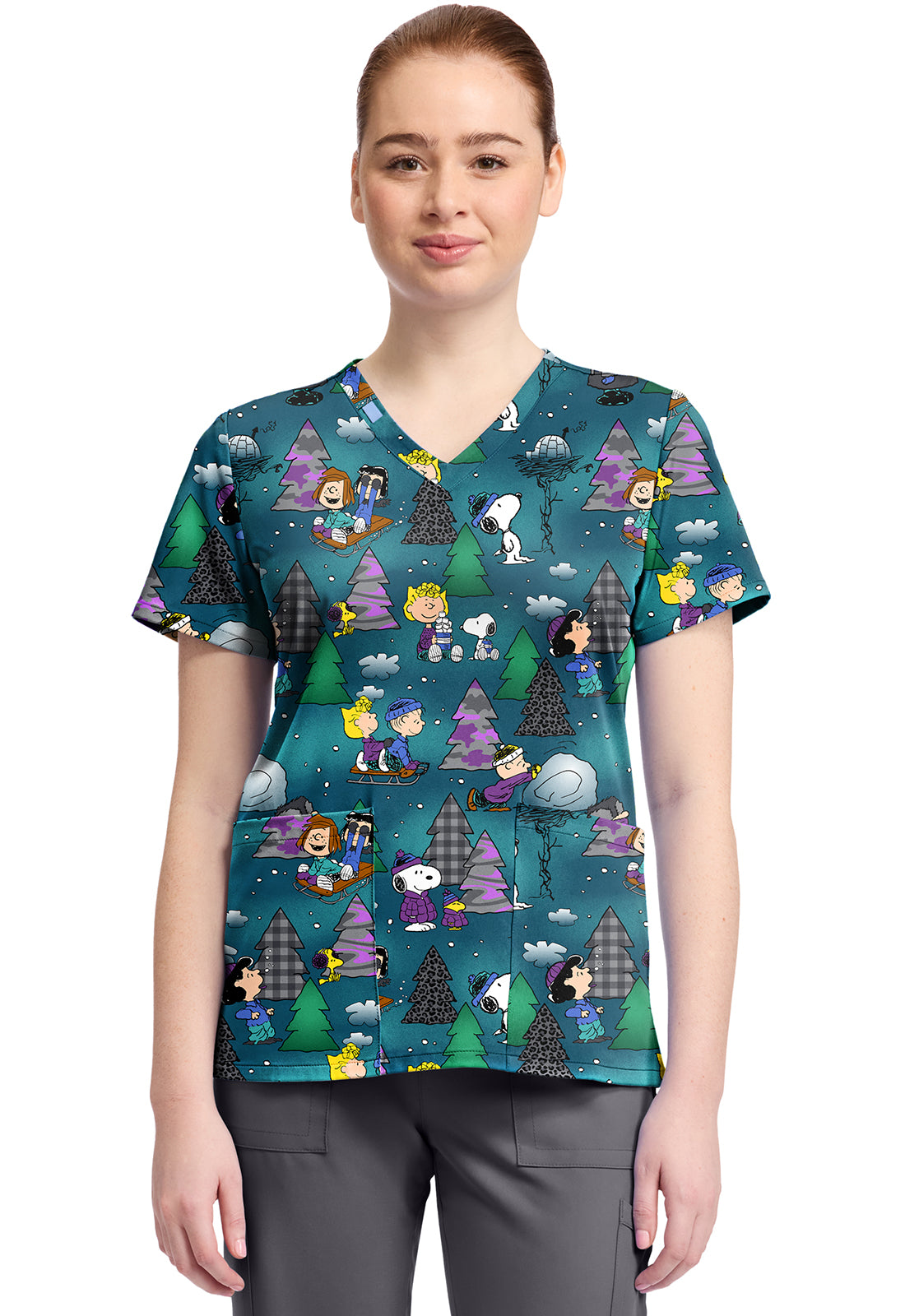 Print V-Neck Top TF796
