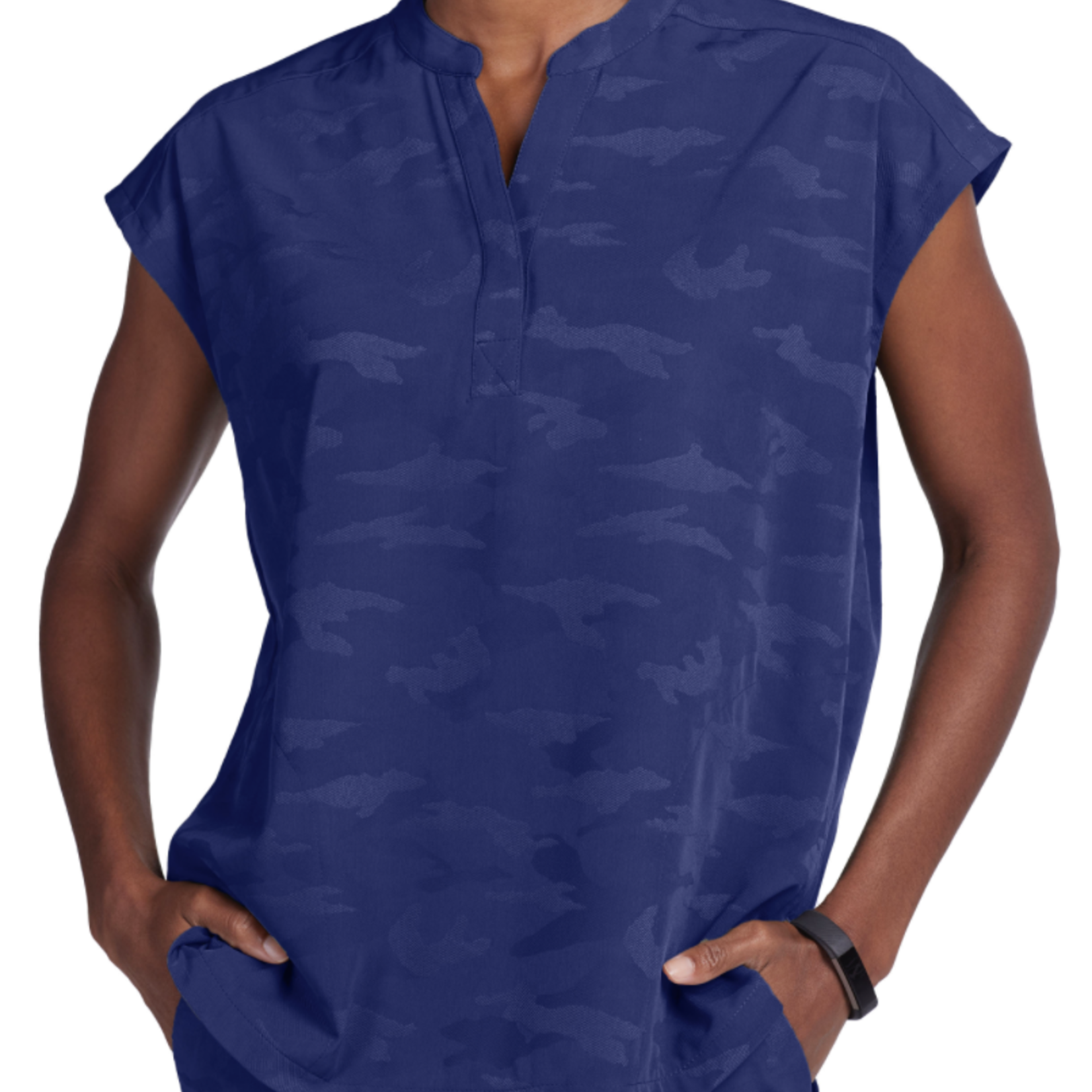 Journey Camo Mandarin Collar Boxy Top