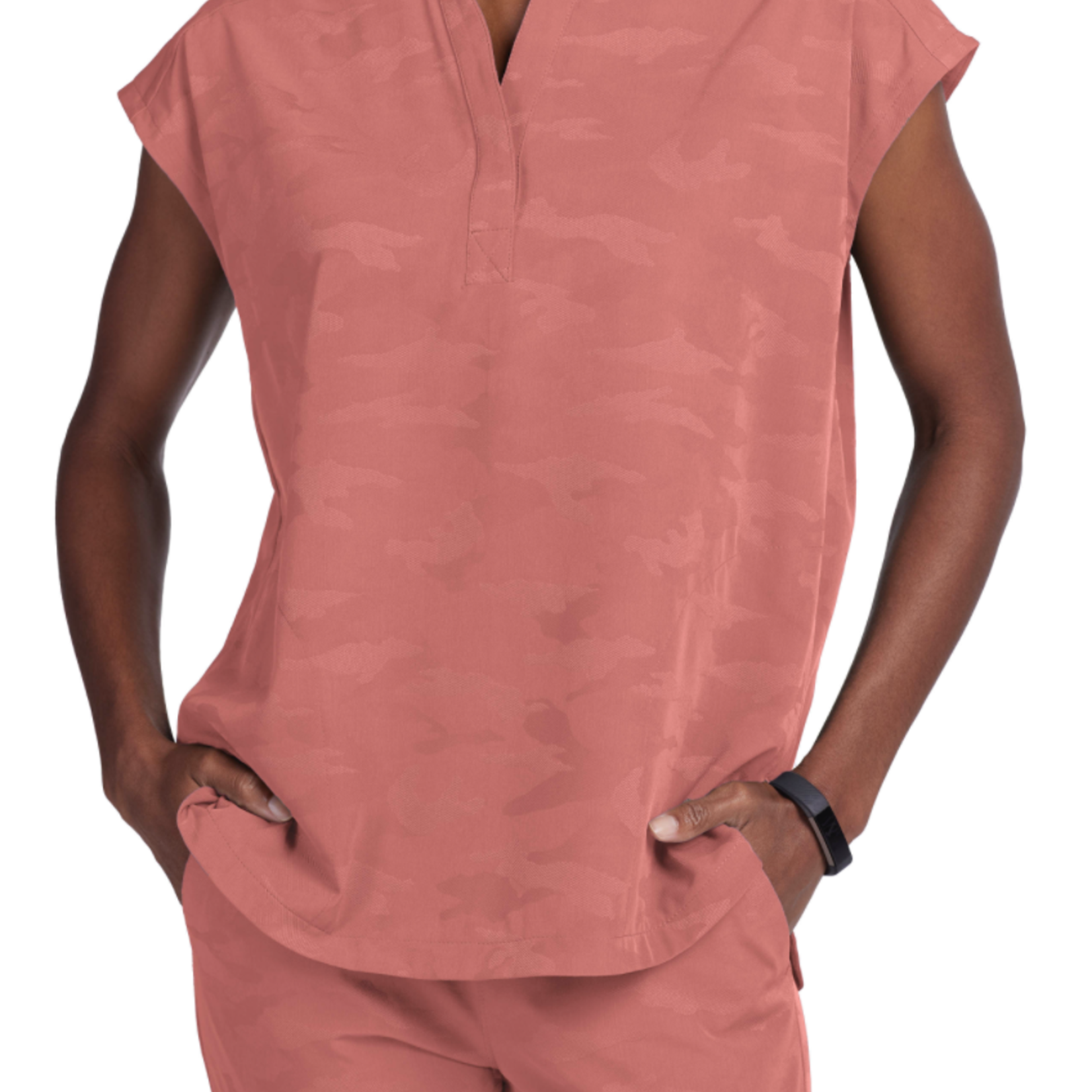 Journey Camo Mandarin Collar Boxy Top
