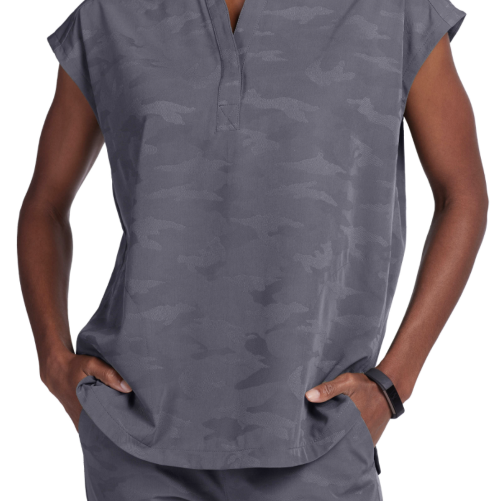 Journey Camo Mandarin Collar Boxy Top